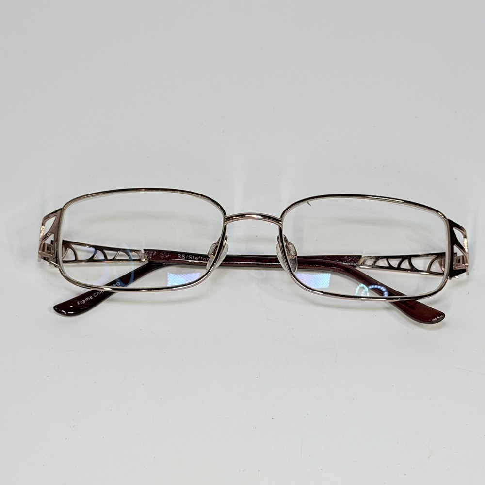 RS Steffani Rose Gold Metal Rectangular Eyeglasses Frames Geometric Cutout 52-17